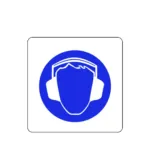 Стикер безопасности "Работать в защитных наушниках ", "Шумное производство", 66х66 мм На клейкой основе