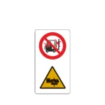 Стикер безопасности на мачту погрузчика "Перевозка, подъем людей на погрузчике запрещены" и "Возможно защемление пальцев", 65х140 мм На клейкой основе