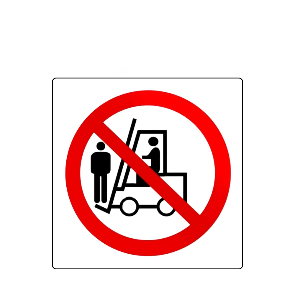 Стикер безопасности на мачту погрузчика "Перевозка людей на погрузчике запрещена", 60х60мм На клейкой основе